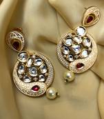 Antique Gold Plated Pearl Drop Kundan Earrings