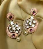 Antique Gold Plated Pearl Drop Kundan Earrings