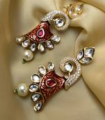 Antique Gold Plated Pearl Drop Kundan Earrings
