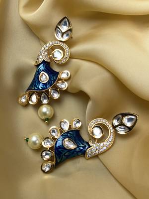 Antique Gold Plated Pearl Drop Kundan Earrings 1