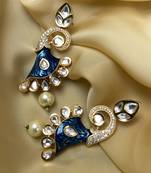 Antique Gold Plated Pearl Drop Kundan Earrings