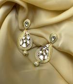 Antique Gold Plated Pearl Drop Kundan Earrings