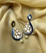 Antique Gold Plated Pearl Drop Kundan Earrings