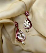 Antique Gold Plated Pearl Drop Kundan Earrings