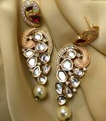 Antique Gold Plated Pearl Drop Kundan Earrings