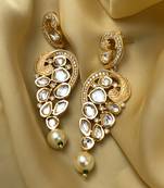 Antique Gold Plated Pearl Drop Kundan Earrings