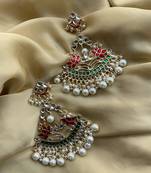 Matt Gold Plated Pearl Drop Kundan Earrings