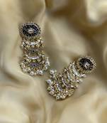 Matt Gold Plated Pearl Drop Kundan Earrings