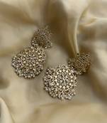 Matt Gold Plated Pearl Drop Kundan Earrings