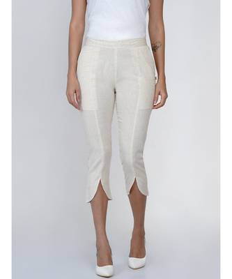 women off white cotton flex petal pants 1