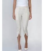 women off white cotton flex petal pants