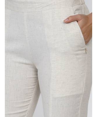women off white cotton flex petal pants 2