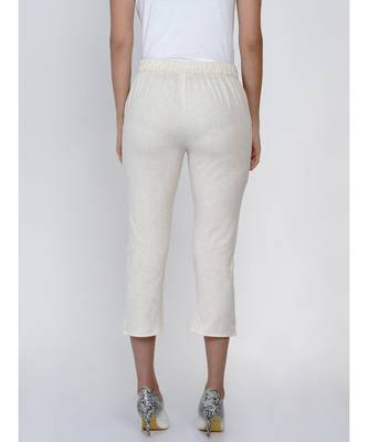 women off white cotton flex petal pants 5