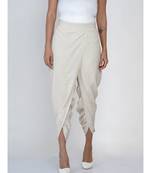 women off white cotton flex gathered dhoti pants