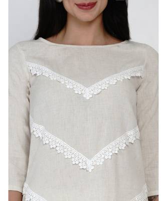 women off white cotton flex a line kurta with lace work 2