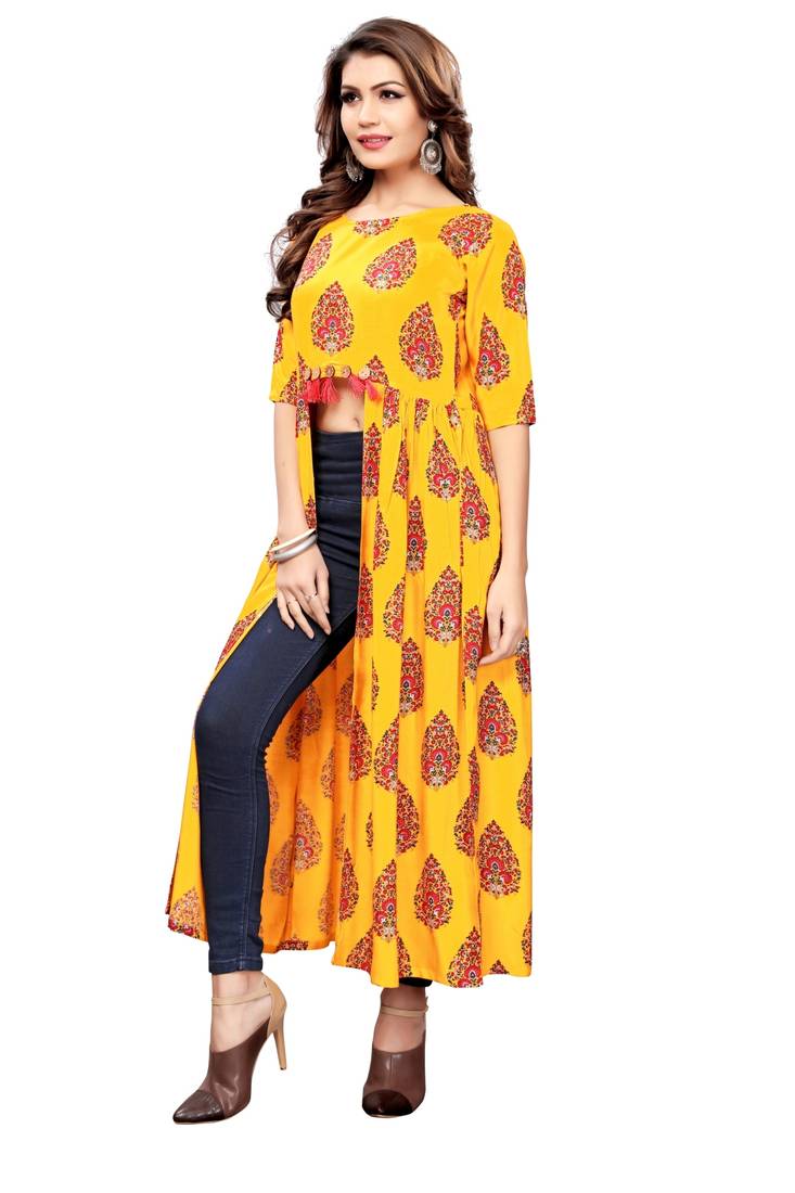 Rayon Printed shrug Style kurti