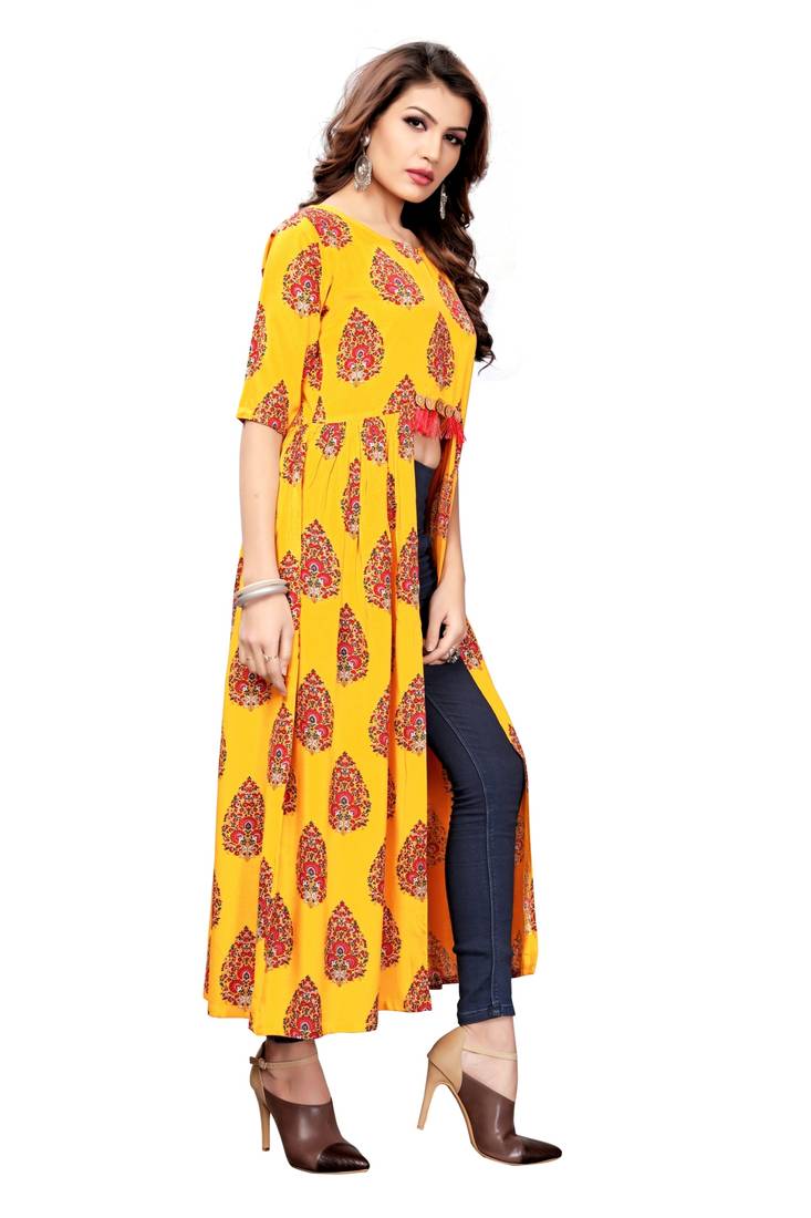 Rayon Printed shrug Style kurti