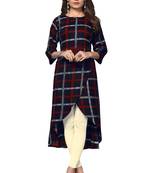 Rayon Printed Up Down Navy Blue Stylesh kurti