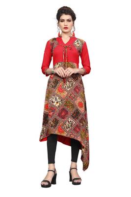 Rayon Printed Up Down Style Party Wear  kurti 1