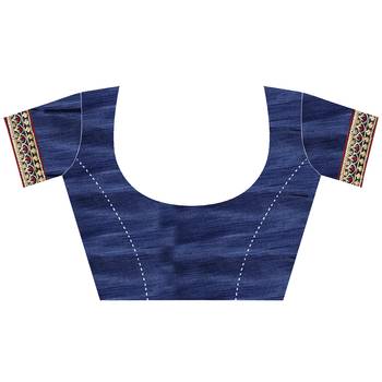 Blue embroidered silk saree with blouse 2