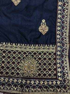 Blue embroidered silk saree with blouse 3