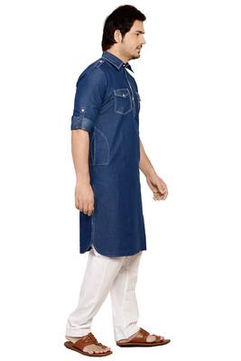 Blue denim pathani-suits 3