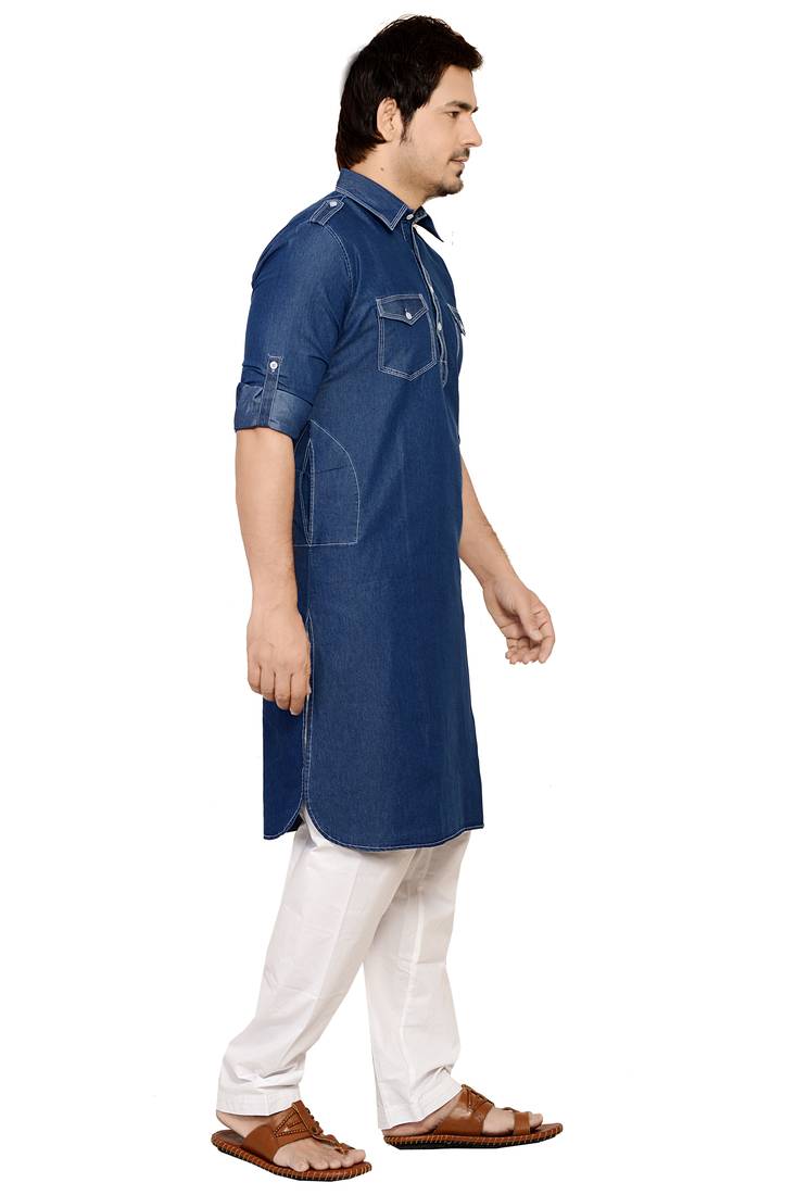 Blue denim pathani-suits