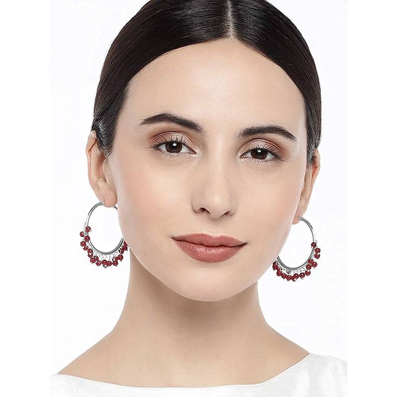 Silver Plated Pearl Chandbali Earring For Women