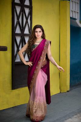 Shraddha Arya Designer Wine Embroidered Art Silk Saree With Blouse 3