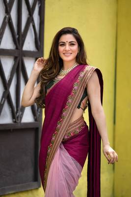 Shraddha Arya Designer Wine Embroidered Art Silk Saree With Blouse 1