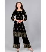 Black Foil Printed Rayon  Kurti Palazzo Set