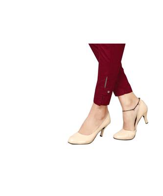Krisha Export Regular Slim Fit Women Slub Lycra Maroon Pant 2