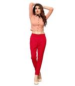 Krisha Export Regular Slim Fit Women Slub Lycra Red Pant