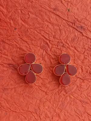RozMili Handmade Jaipuri Monelise Stone Red colour stud earrings 2