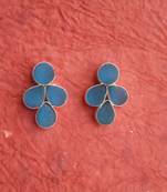 RozMili Handmade Jaipuri Monelisa Stone Brass Metal Gold Stud Earrings For Women & Girls