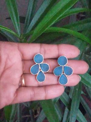 RozMili Handmade Jaipuri Monelisa Stone Brass Metal Gold Stud Earrings For Women & Girls 3