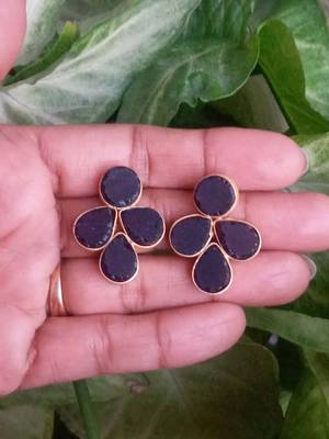 RozMili Handmade Jaipuri Monalise Stone Brass Metal Stud earrings for women & Girls 1