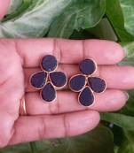 RozMili Handmade Jaipuri Monalise Stone Brass Metal Stud earrings for women & Girls