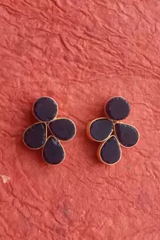 RozMili Handmade Jaipuri Monalise Stone Brass Metal Stud earrings for women & Girls