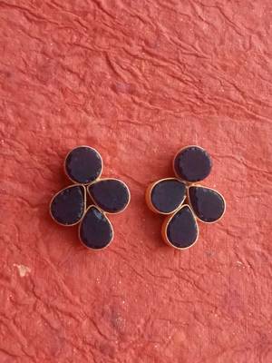 RozMili Handmade Jaipuri monalisa stone Brass metal stud earrings for Girls & women 1