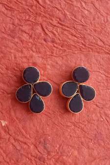 RozMili Handmade Jaipuri monalisa stone Brass metal stud earrings for Girls & women