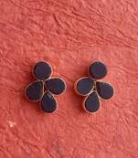 RozMili Handmade Jaipuri monalisa stone Brass metal stud earrings for Girls & women