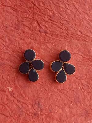RozMili Handmade Jaipuri monalisa stone Brass metal stud earrings for Girls & women 3