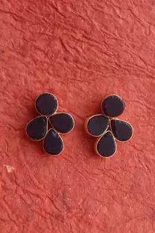 RozMili Handmade Jaipuri monalisa stone Brass metal stud earrings for Girls & women