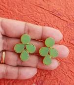 Indian  Handcrafted Gold Plated Brass metal Jaipuri Monalisa stone Traditional Ethnic Stud Earring for women & Girls