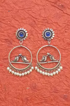 Indian Handcrafted Oxidized finish Brass metal  Drop Earrings for women & Girls