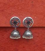 RozMili Brass metal Silver Oxidized Finish Jhumki earrings for women & Girls