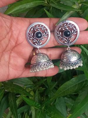 RozMili Brass metal Silver Oxidized Finish Jhumki earrings for women & Girls 2