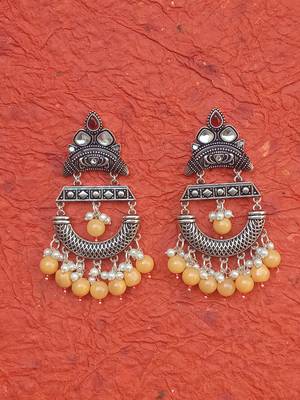 RozMili Indian Handcrafted Silver Oxidized  finish  Brass metal Jaipuri   Jhumka Earring for women & Girls 1