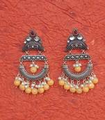 RozMili Indian Handcrafted Silver Oxidized  finish  Brass metal Jaipuri   Jhumka Earring for women & Girls
